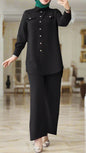 Turkish Style Button Down Crepe Pant Suits