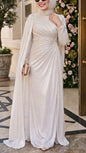 Elegant Silk Chiffon Draping Shoulder Cape Gown