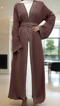 Dubai Style Nida Fabric Shimmer Abaya with Pockets Purple