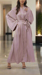 Elegant Satin Open Abaya with Pockets