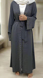 Dubai Style Nida Fabric Shimmer Abaya with Pockets Gray