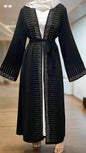 Dubai Style Nida Fabric Shimmer Abaya with Pockets Black