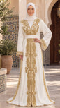 Moroccan Royal Ivory & Gold Caftan
