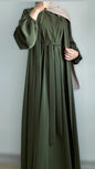 Dubai Style 2-Piece Belted Green Abaya Dress