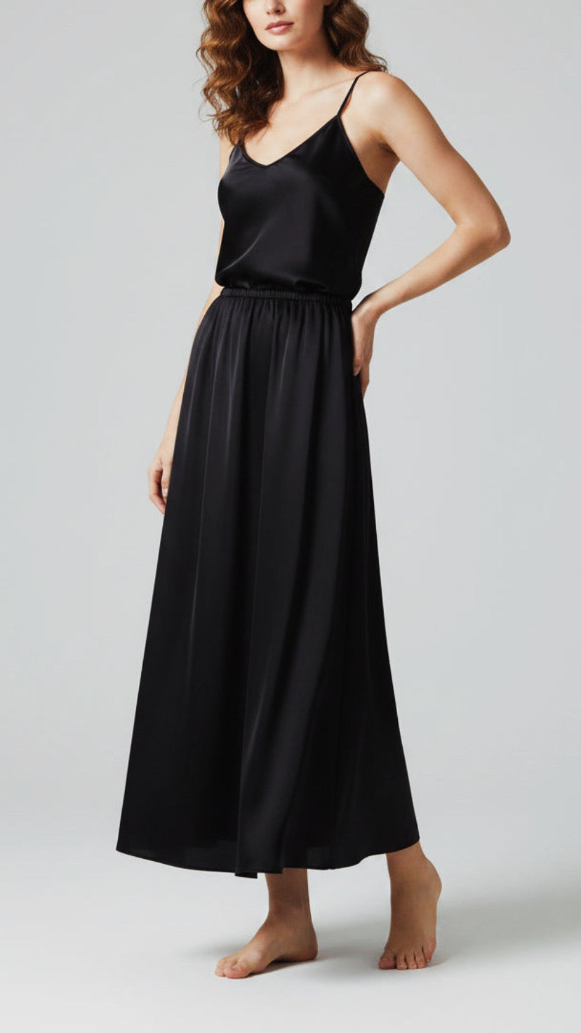 Basic Black Satin Under Skirt Slips