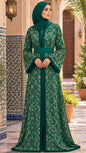 Traditional Emerald Embroidered Moroccan Takchita