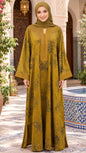 Satin Floral Mustard Moroccan Gandoura
