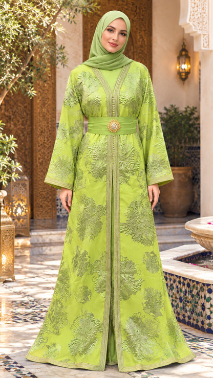 Lime Green Gold Moroccan Takchita