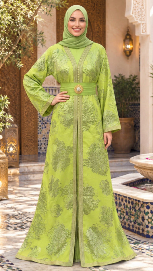 Lime Green Gold Moroccan Takchita