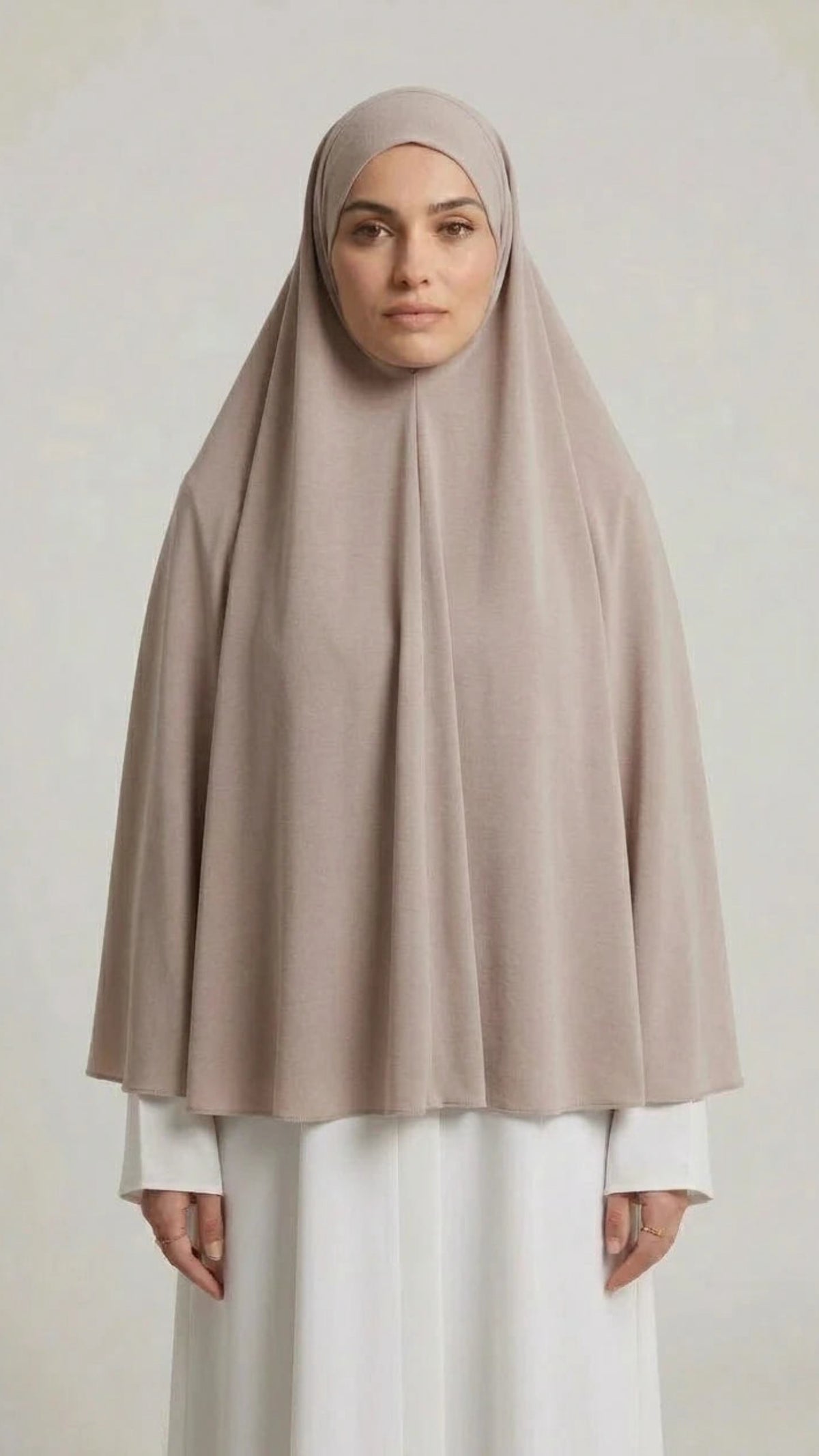 Dusty Taupe Cotton Jersey Long Khimar Hijab
