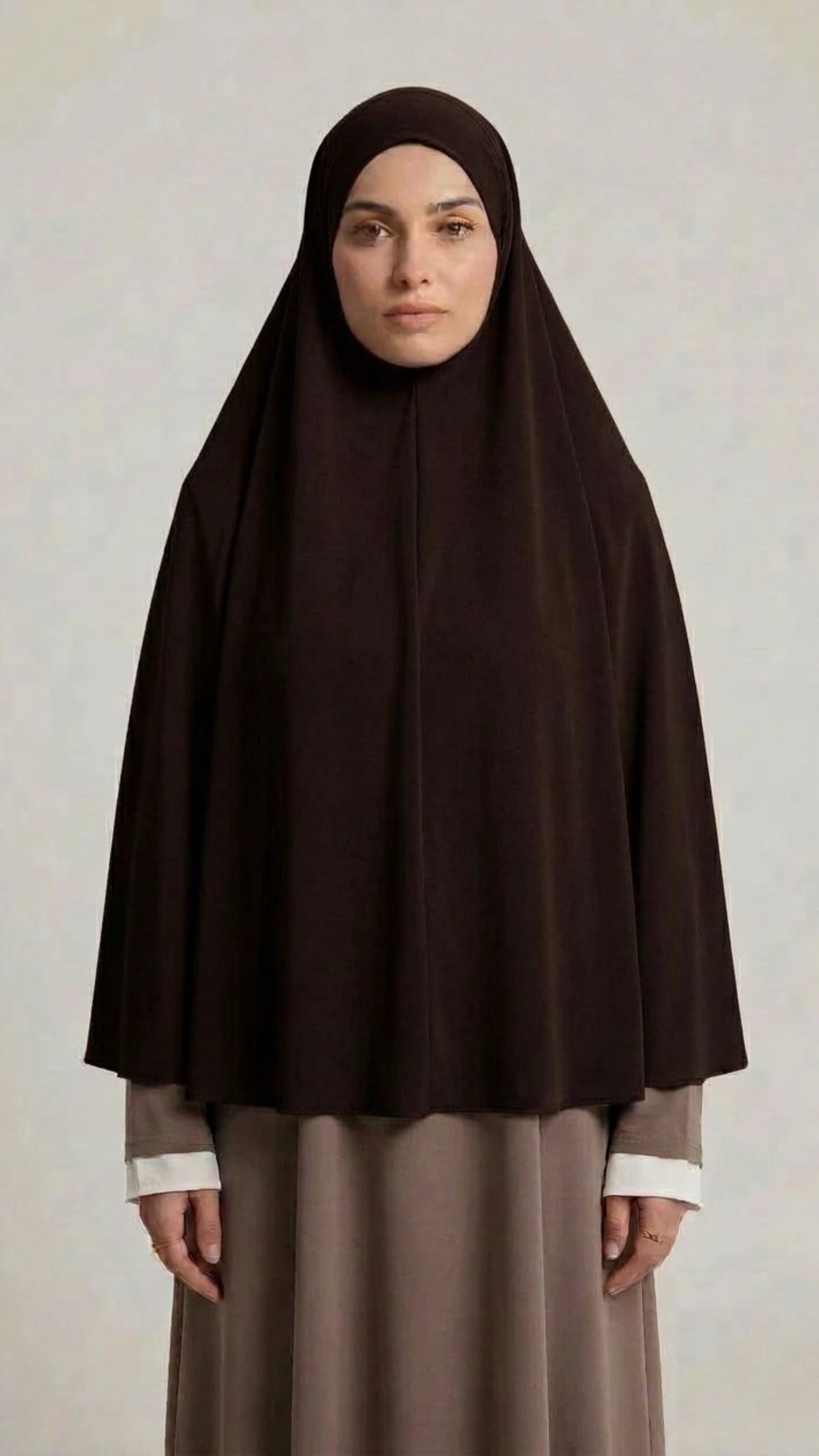 Dark Brown Cotton Jersey Long Khimar Hijab