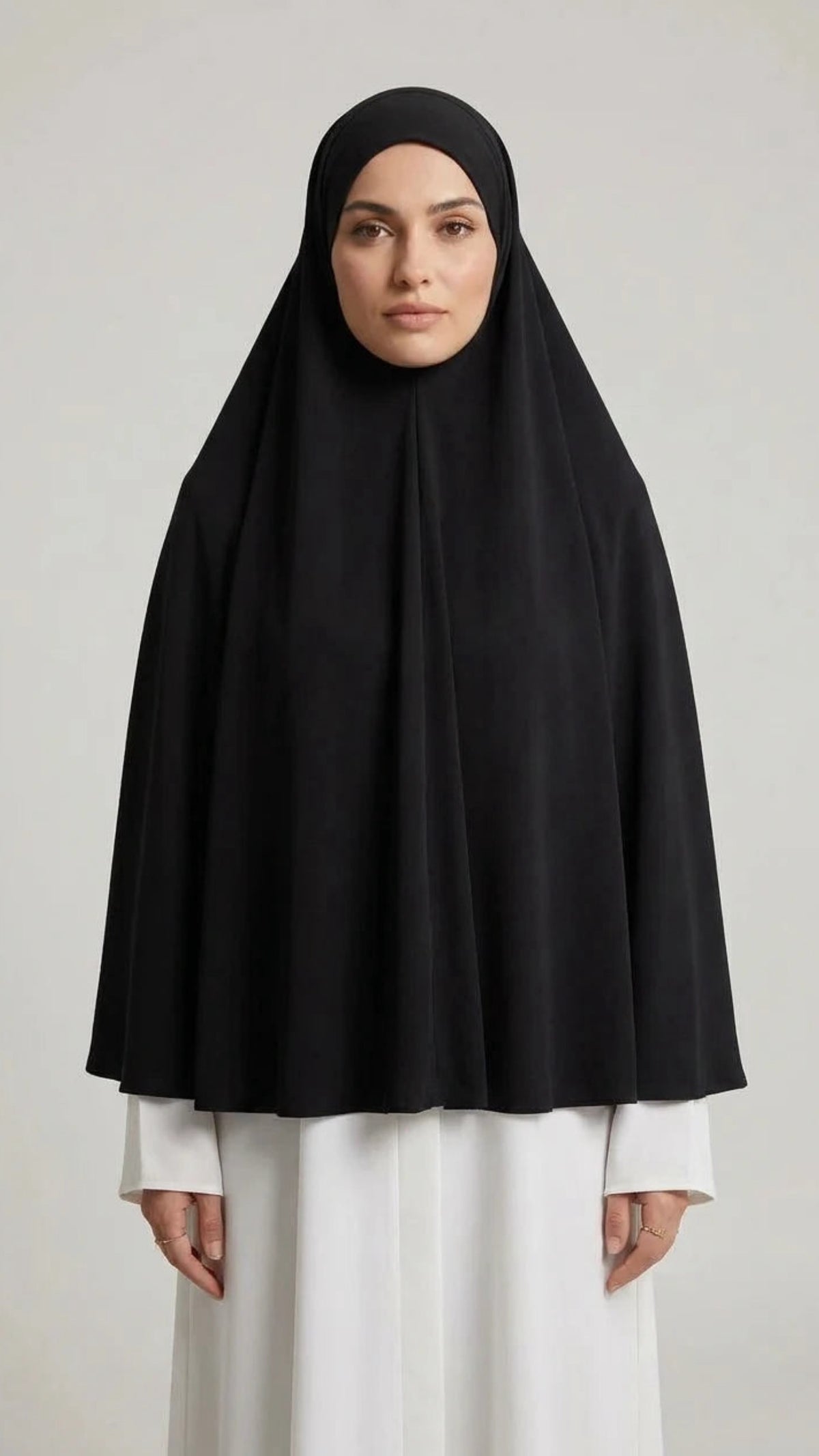 Black Cotton Jersey Long Khimar Hijab