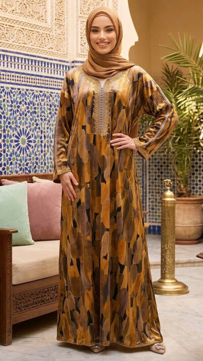 Gold Abstract Moroccan Gandoura