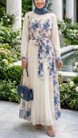 Summer Asymmetrical Blue Floral Chiffon Dress