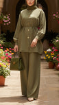Summer Green Button-Down Oversized Pant Suit