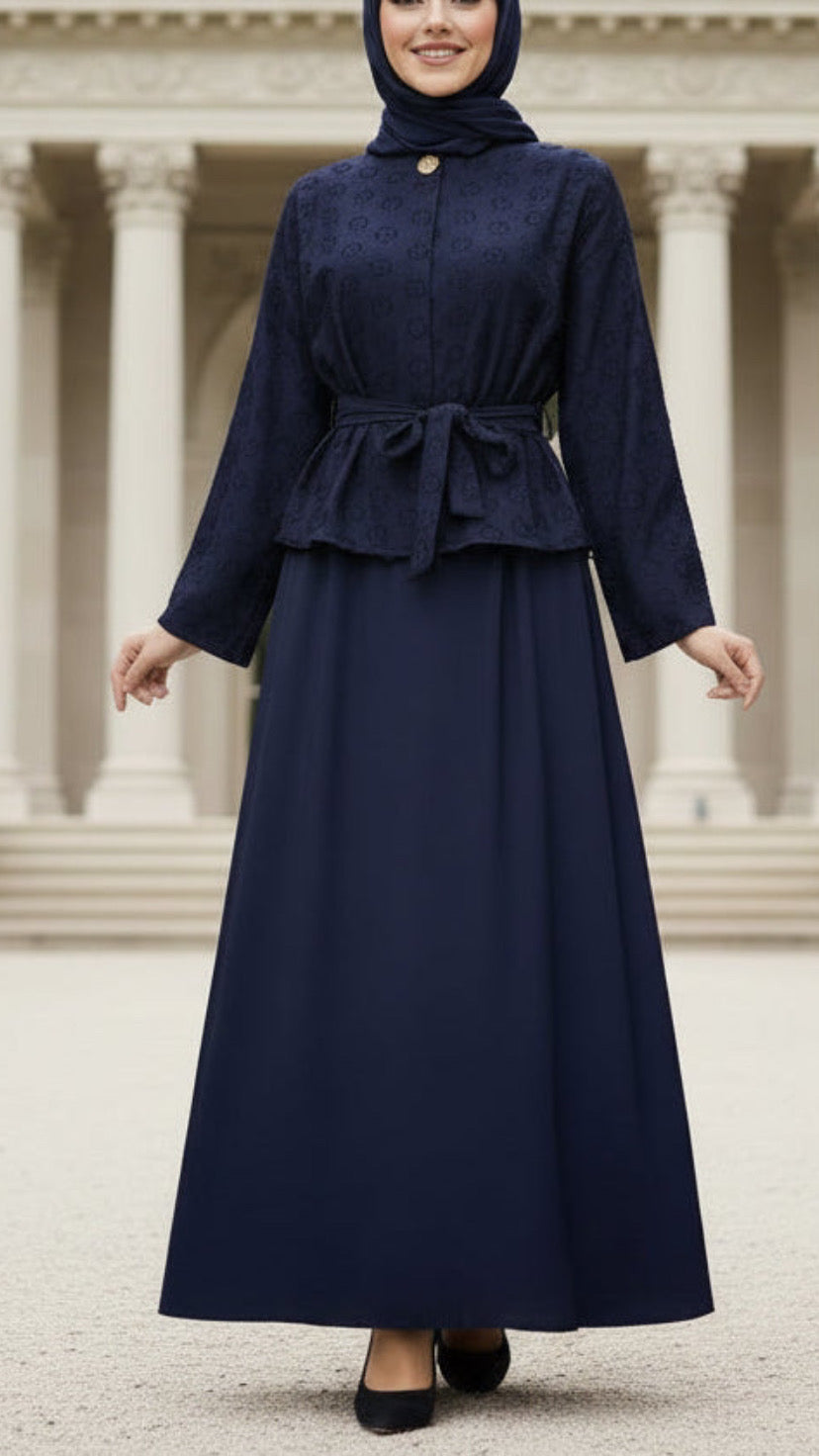 Turkish Style Texture Top Skirt Set