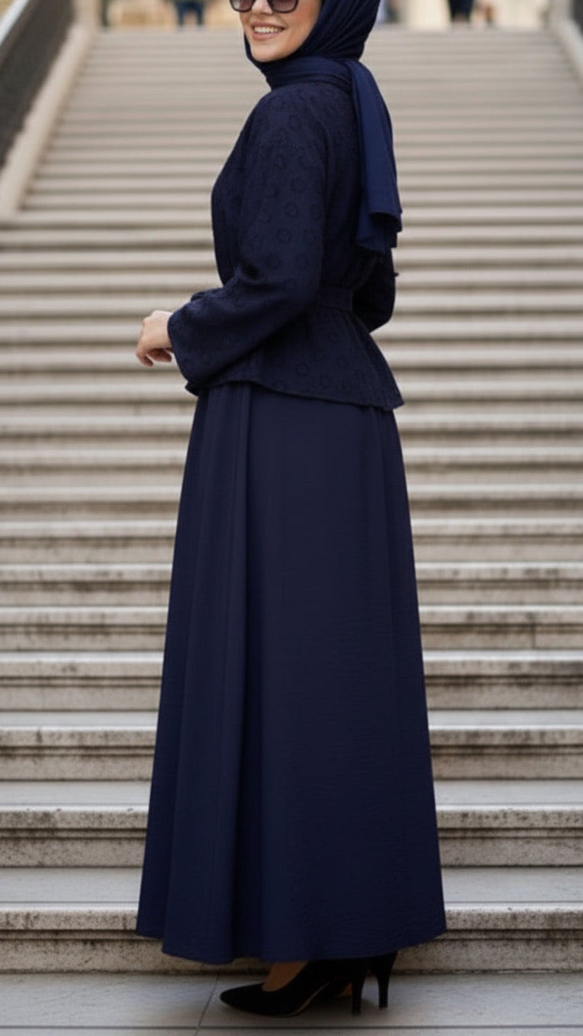 Turkish Style Texture Top Skirt Set