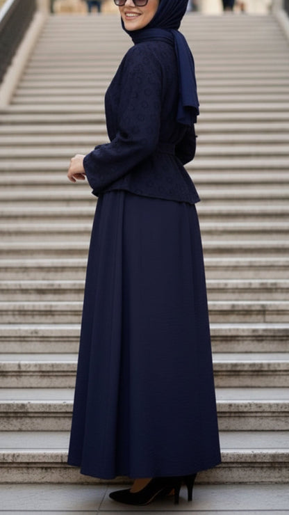 Turkish Style Texture Top Skirt Set