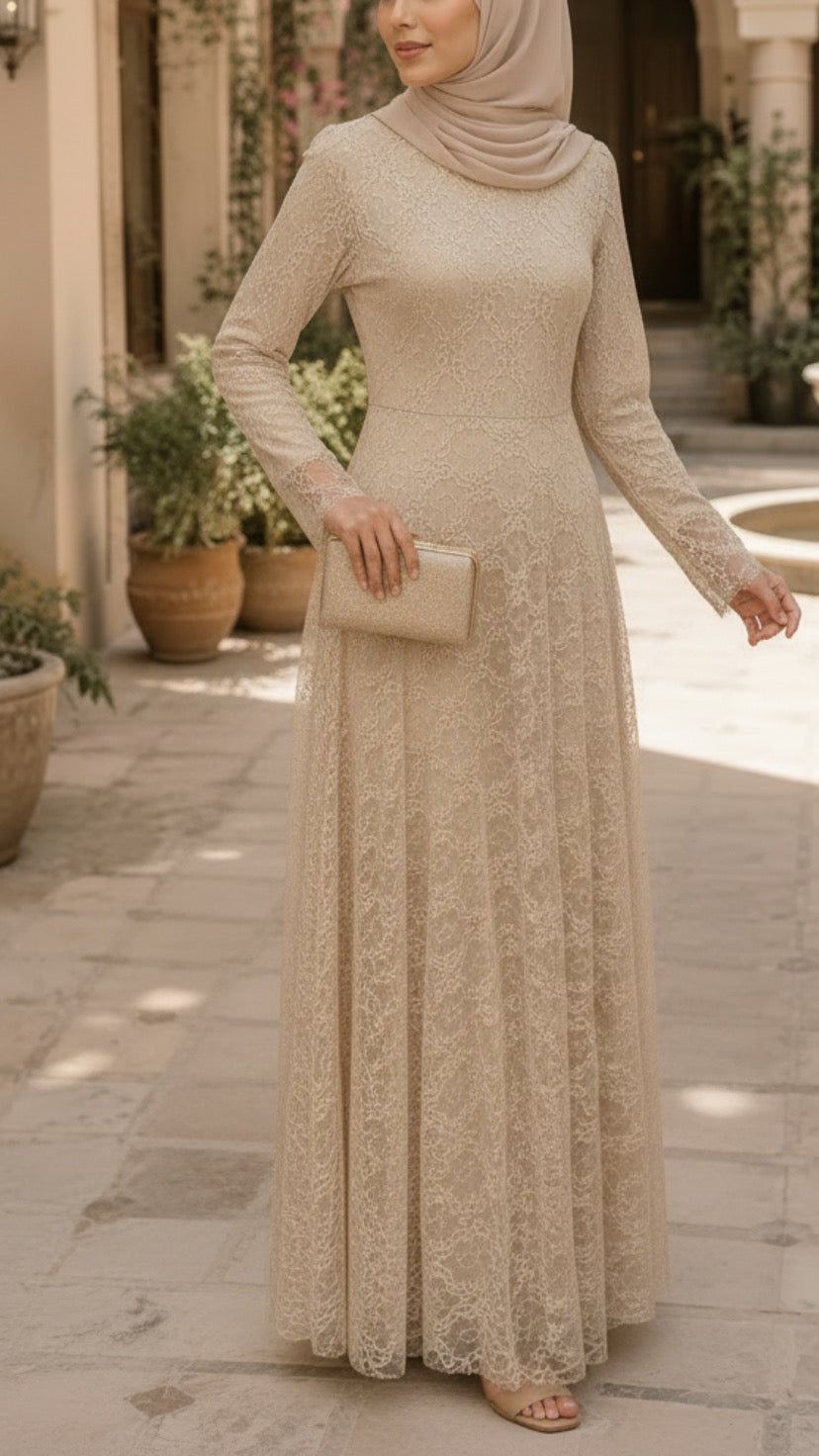Turkish Lace Beige Dress
