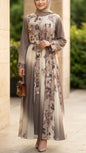 Summer Asymmetrical Gray Floral Ombré Chiffon Dress