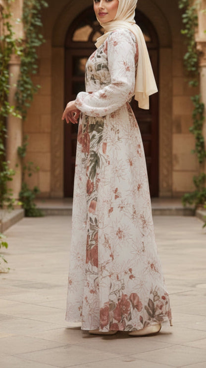 Summer Asymmetrical Pink Floral Chiffon Dress
