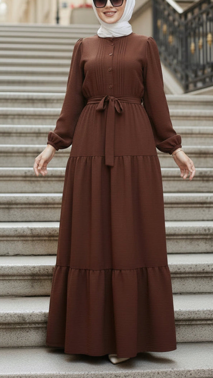 Pleated Top Style Crepe Dresses