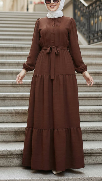 Pleated Top Style Crepe Dresses