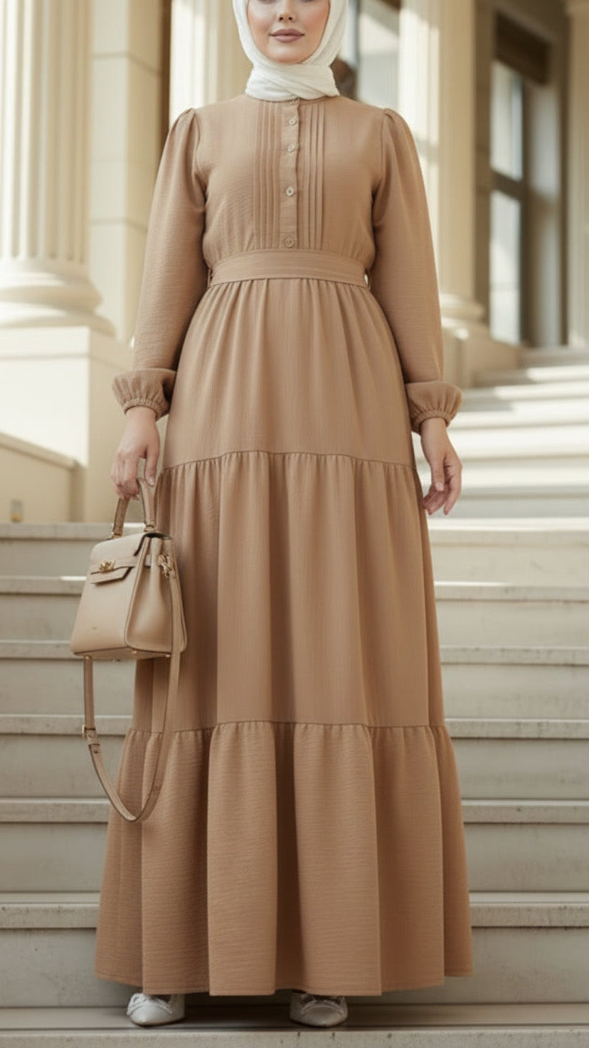 Pleated Top Style Crepe Dresses