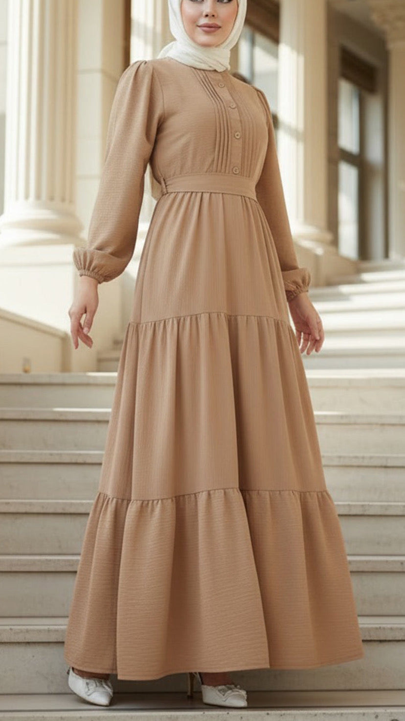 Pleated Top Style Crepe Dresses