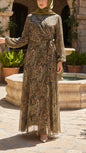 Asymmetrical Paisley Wrap Tie Green Chiffon Dress
