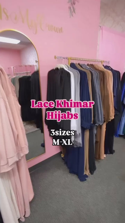 Lace Trimmed Khimar Prayer Hijab(Multi Colors)