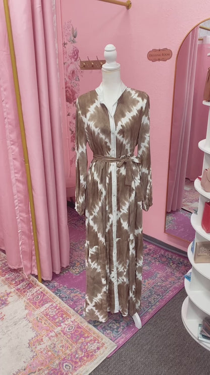 Turkish Tie-dye Button Down Summer Dress Abaya