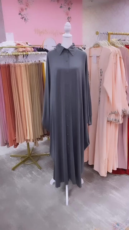 Button Down Butterfly Abaya Dress (Multi Colors)