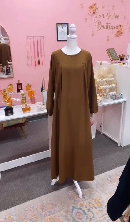 Brown Abaya Dress with Front Zipper(Multi Colors)