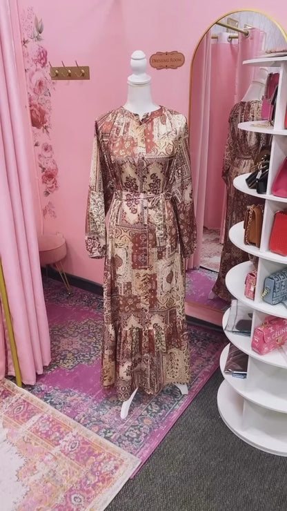 Satin Turkish Quilted Pattern Dress
