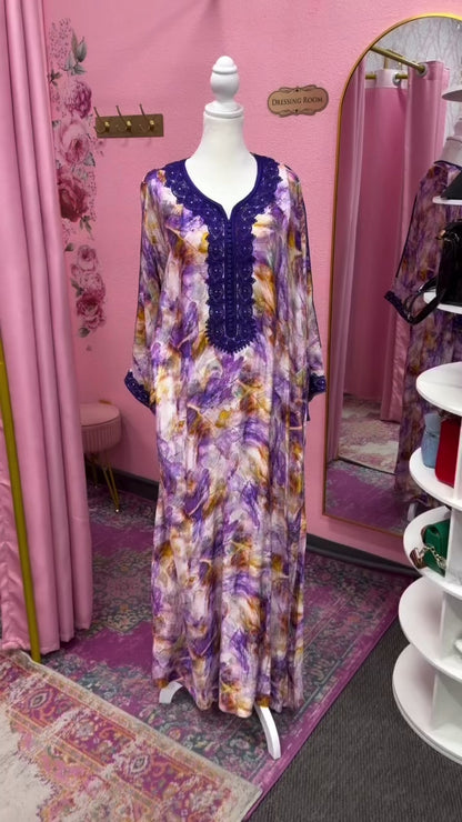 Royal Amethyst Marbled Moroccan Gandoura