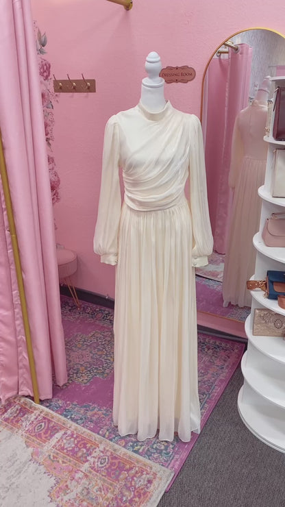 Elegant Turkish Satin Chiffon Gown