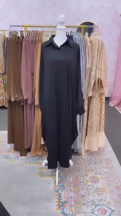 Button Down Butterfly Abaya Dress (Multi Colors)