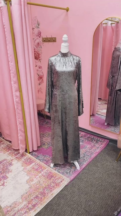 High Neck Shimmer Dress Abaya(Multi Colors)