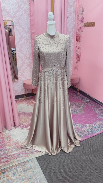 Elegant Turkish Princess Satin Embellished Gown #2