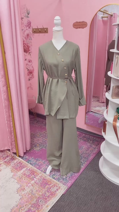 Turkish Button Style Pant Suit