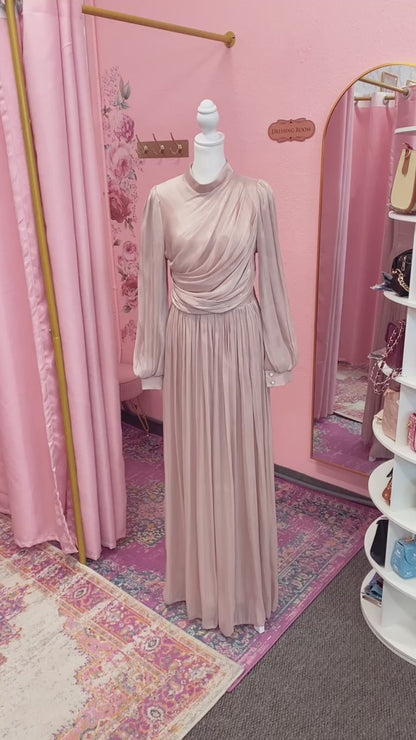 Elegant Turkish Satin Chiffon Gown