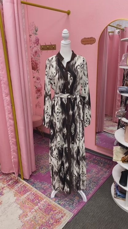 Turkish Tie-dye Button Down Summer Dress Abaya
