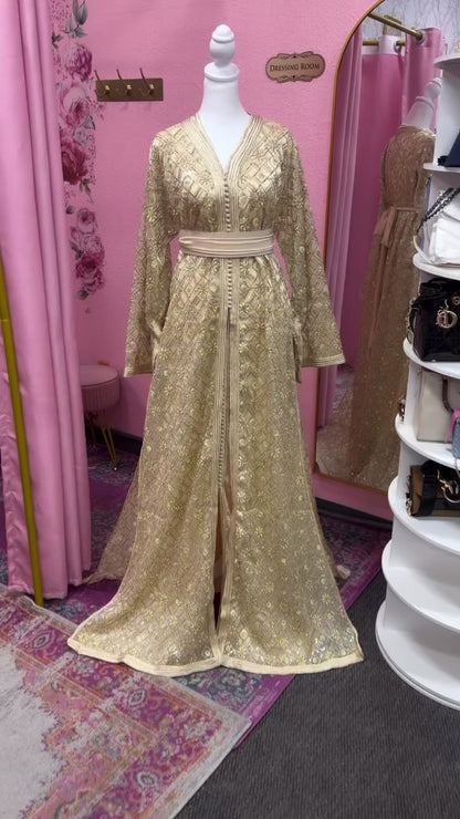 Traditional Gold Embroidered Moroccan Takchita