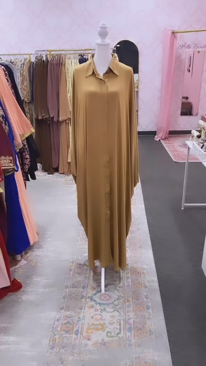 Button Down Butterfly Abaya Dress (Multi Colors)